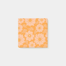 Retro Perzik Fuzz Oranje Bloempatroon Post-it® Notes