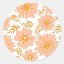 Retro  Perzik Fuzz Oranje Bloempatroon