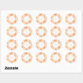 Retro Perzik Fuzz Oranje Bloempatroon Ronde Sticker (Vel)