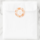 Retro Perzik Fuzz Oranje Bloempatroon Ronde Sticker (Tas)