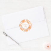 Retro Perzik Fuzz Oranje Bloempatroon Ronde Sticker (Envelop)