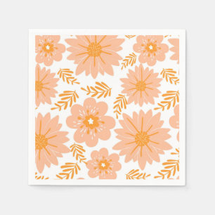 Retro Perzik Fuzz Oranje Bloempatroon Servet