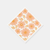 Retro  Perzik Fuzz Oranje Bloempatroon Servet (Hoek)