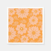 Retro  Perzik Fuzz Oranje Bloempatroon Servet (Voorkant)