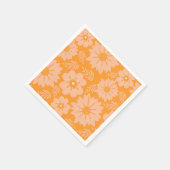 Retro  Perzik Fuzz Oranje Bloempatroon Servet (Hoek)
