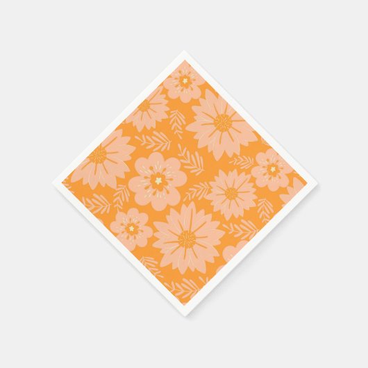 Retro Perzik Fuzz Oranje Bloempatroon Servet (Hoek)