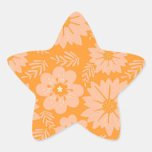 Retro  Perzik Fuzz Oranje Bloempatroon