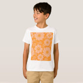 Retro  Perzik Fuzz Oranje Bloempatroon T-shirt (Voorkant volledig)