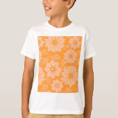 Retro  Perzik Fuzz Oranje Bloempatroon T-shirt (Voorkant)