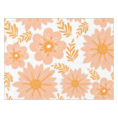 Retro Perzik Fuzz Oranje Bloempatroon Tafelkleed (Voorkant (Horizontaal))