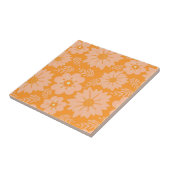 Retro  Perzik Fuzz Oranje Bloempatroon Tegeltje (Zijkant)