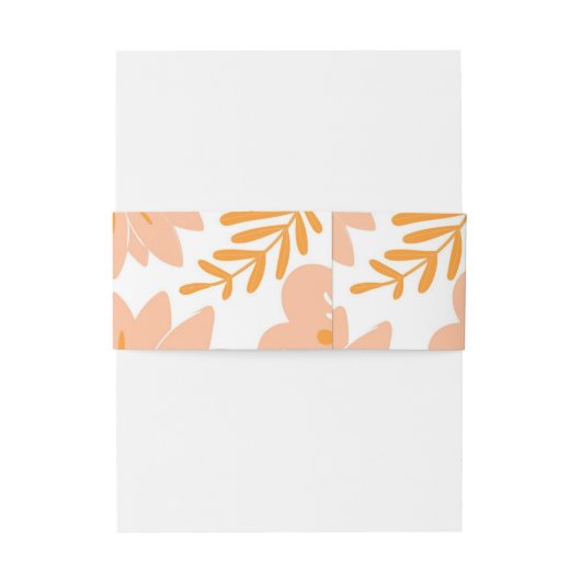 Retro  Perzik Fuzz Oranje Bloempatroon Uitnodigingen Wikkel (Achterkant Voorbeeld)