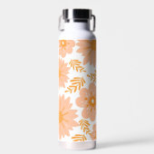 Retro Perzik Fuzz Oranje Bloempatroon Waterfles (Voorkant)