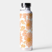 Retro  Perzik Fuzz Oranje Bloempatroon Waterfles (Rechts)