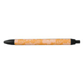 Retro  Perzik Fuzz Oranje Bloempatroon Zwarte Inkt Pen (Voorkant)