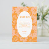 Retro Perzik Fuzz Oranje kleur Bloempatroon Bedankkaart (Staand voorkant)