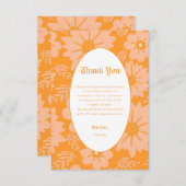 Retro Perzik Fuzz Oranje kleur Bloempatroon Bedankkaart (Voorkant / Achterkant)