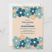 Retro Perzik Groene Boho Bloem 40e Verjaardag Kaart (Voorkant)