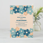 Retro Perzik Groene Boho Bloem 40e Verjaardag Kaart (Staand voorkant)