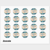 Retro Perzik Groene Boho Bloem 40e Verjaardag Ronde Sticker (Vel)