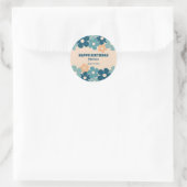 Retro Perzik Groene Boho Bloem 40e Verjaardag Ronde Sticker (Tas)