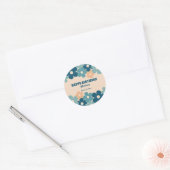 Retro Perzik Groene Boho Bloem 40e Verjaardag Ronde Sticker (Envelop)