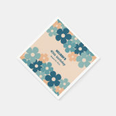 Retro Perzik Groene Boho Bloem 40e Verjaardag Servet (Hoek)