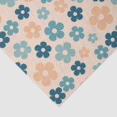 Retro Perzik Groene Boho Bloem Gelukkige Verjaarda Tissuepapier (Detail)