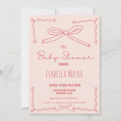 Retro perzik hand getrokken boog Baby shower uitno Kaart (Voorkant)