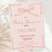 Retro perzik hand getrokken boog Baby shower uitno Kaart