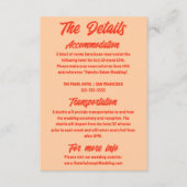 Retro perzik minimaal plezier moderne bruiloft det informatiekaartje (Voorkant)