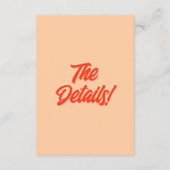 Retro perzik minimaal plezier moderne bruiloft det informatiekaartje (Achterkant)