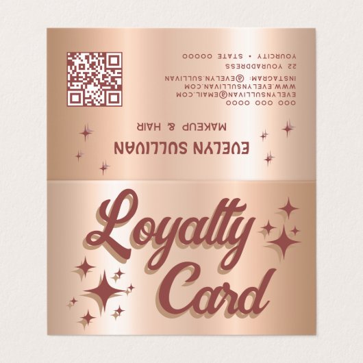 Retro perzik oogschaduw palet loyaliteitskaart visitekaartje (Buitenkant ongevouwen)