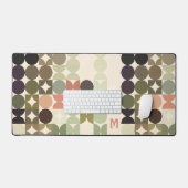 Retro Perzik Rood Bruin Olijfgroen Pop Kunstpatroo Bureaumat (Keyboard & Muis)