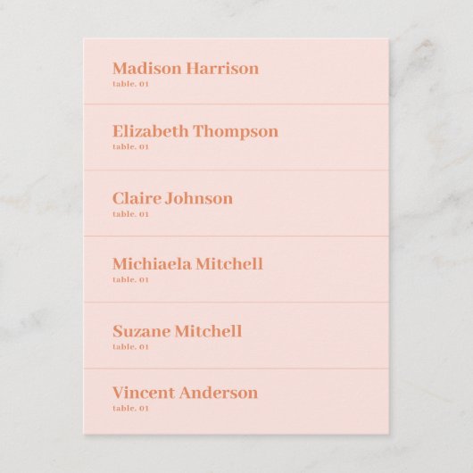 Retro Perzik Roze Sinaasappel Trouwplaats Kaart DI (Voorkant)