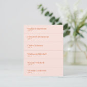 Retro Perzik Roze Sinaasappel Trouwplaats Kaart DI (Staand voorkant)