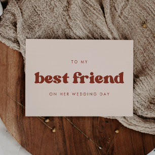 Retro perzik Voor mijn beste vriendin op haar trou Kaart
