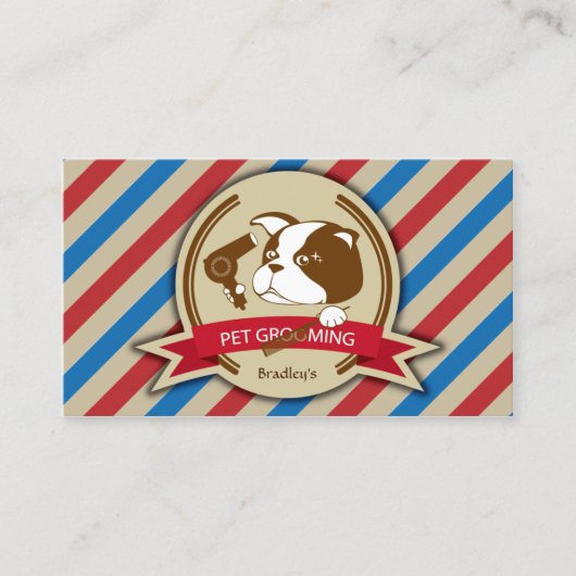 Retro Pet Grooming Service Pet Salon Visitekaartje (Voorkant)