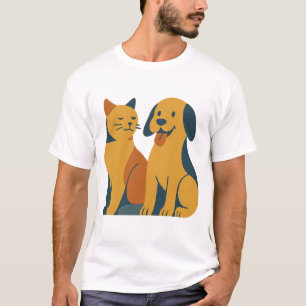 Retro Pet Pals – Mid-Century Cat & Dog Art T-shirt