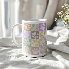 Retro PET-poot geruit Koffiemok