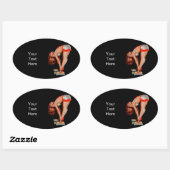  Retro Peter Driben Pinup Girl op schaal Ovale Sticker (Vel)