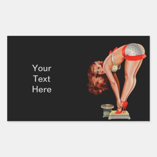  Retro Peter Driben Pinup Girl op schaal Rechthoekige Sticker (Voorkant)