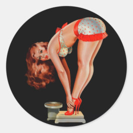 Retro Peter Driben Pinup Girl op schaal Ronde Sticker