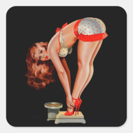  Retro Peter Driben Pinup Girl op schaal Vierkante Sticker