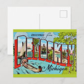 Retro Petosky Michigan Groet Briefkaart (Voorkant / Achterkant)