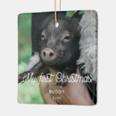 Retro Pet's eerste kerstfoto Keramisch Ornament (Links)