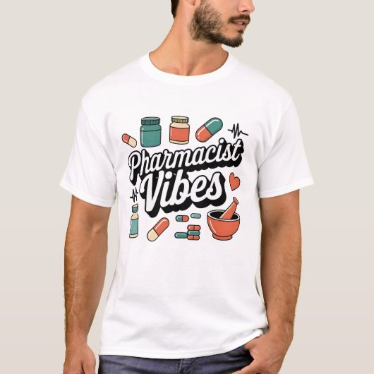 Retro Pharmacist Vibes Pharmacy Worker Medical Des T-shirt (Voorkant)