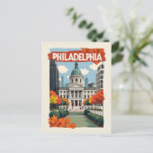 Retro Philadelphia Briefkaart (Staand voorkant)
