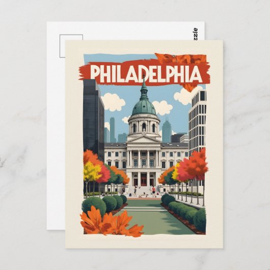Retro Philadelphia Briefkaart (Voorkant / Achterkant)