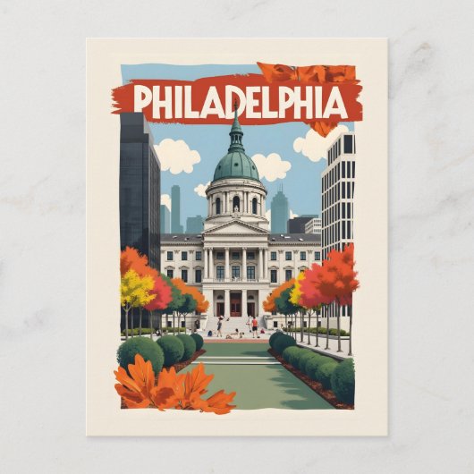 Retro Philadelphia Briefkaart (Voorkant)